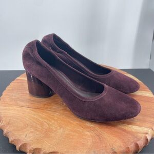 Antonio Melani Kathran Suede Chunky Block Heels Sz 8.5 burgundy